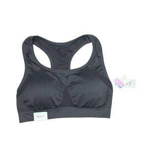 O to S Women Racerback Seamless Sports Bra Gray Mesh Accents Size L/XL -  NWT